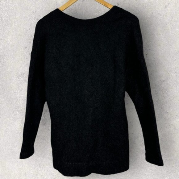 Sezane Black Charles Cardigan Knit Sweater Size Large Mohair V-Neck Merino Wool - Picture 14 of 14